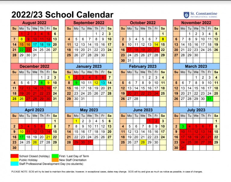 Calendar – St. Constantine's School